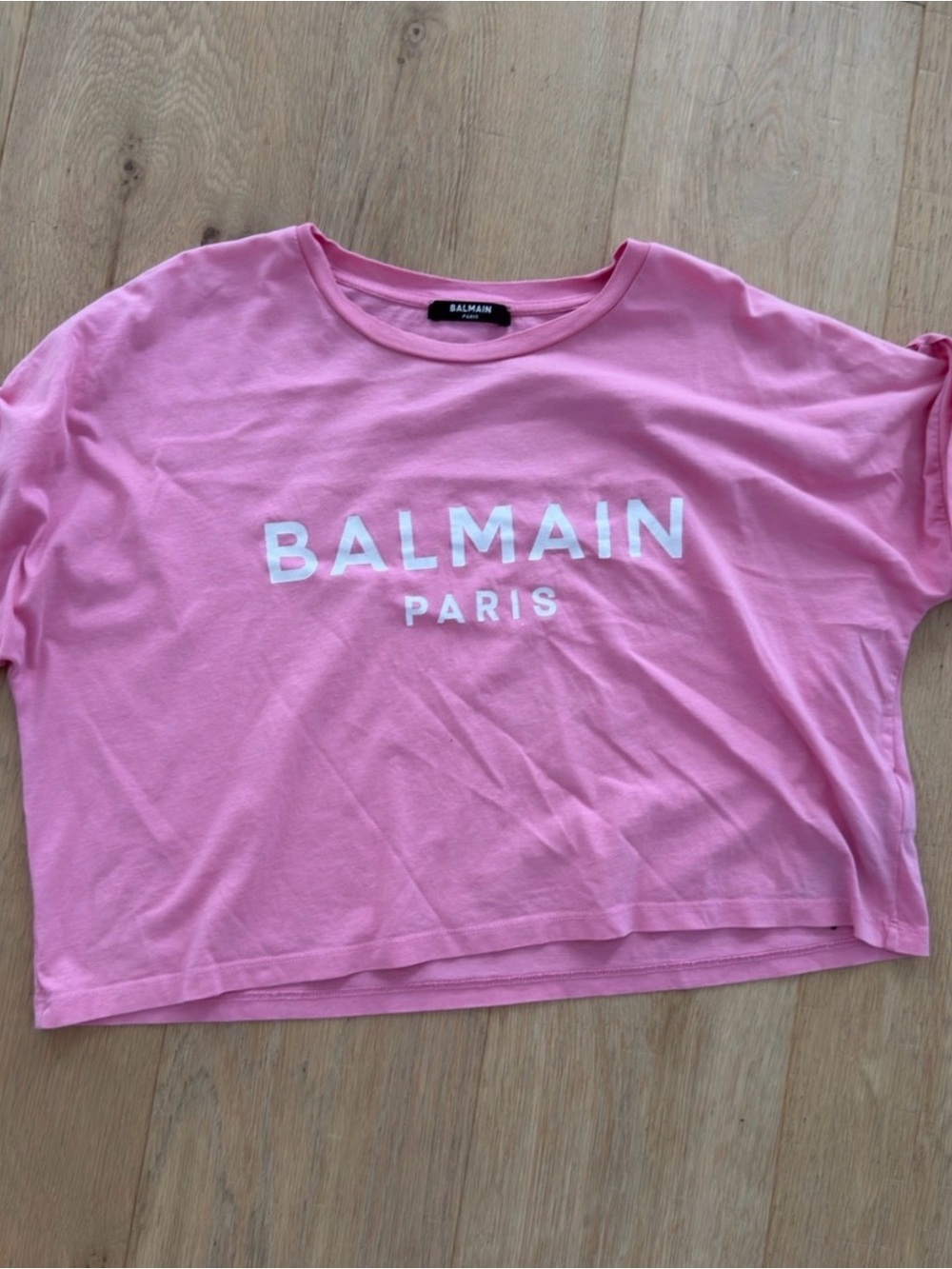 Balmain Paris Women's Pink Logo Crop T-Shirt